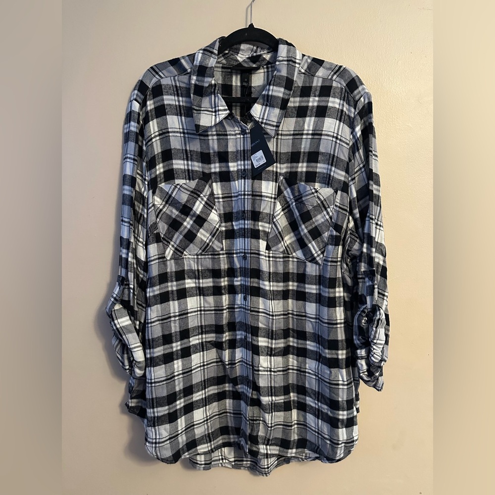 Lane Bryant Monochrome Plaid Shirt
